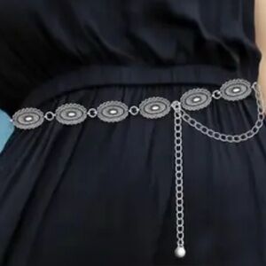 Silver Chain Belt with Oval Accents